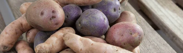 Potatoes on wood