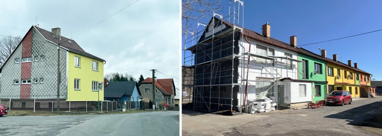 Před a po rekonstrukci fasády rodinného domu