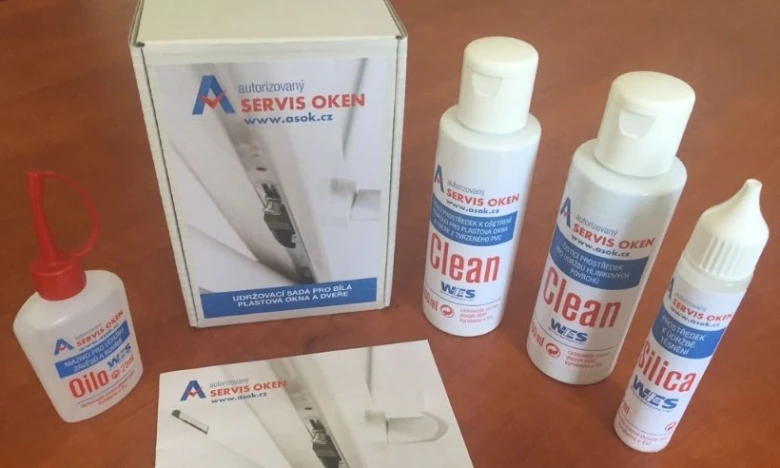 Sada na čištění a údržbu plastových oken s produkty Clean, Oilo a Silica
