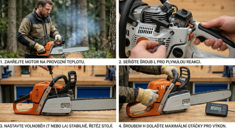 Nastavení karburátoru motorové pily krok za krokem