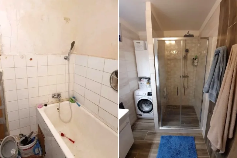 Před a po rekonstrukci koupelny v paneláku